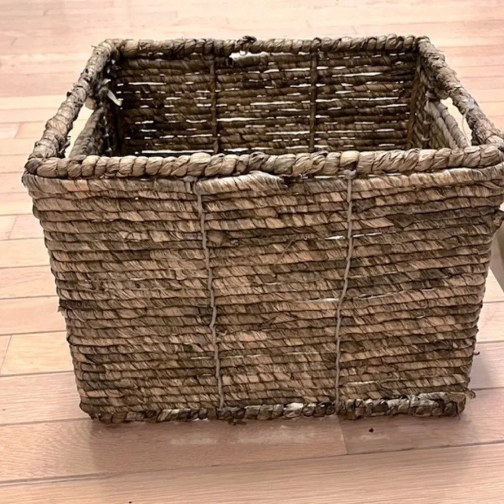 Woven Seagrass Maize Medium Storage Basket with Handles - Brown